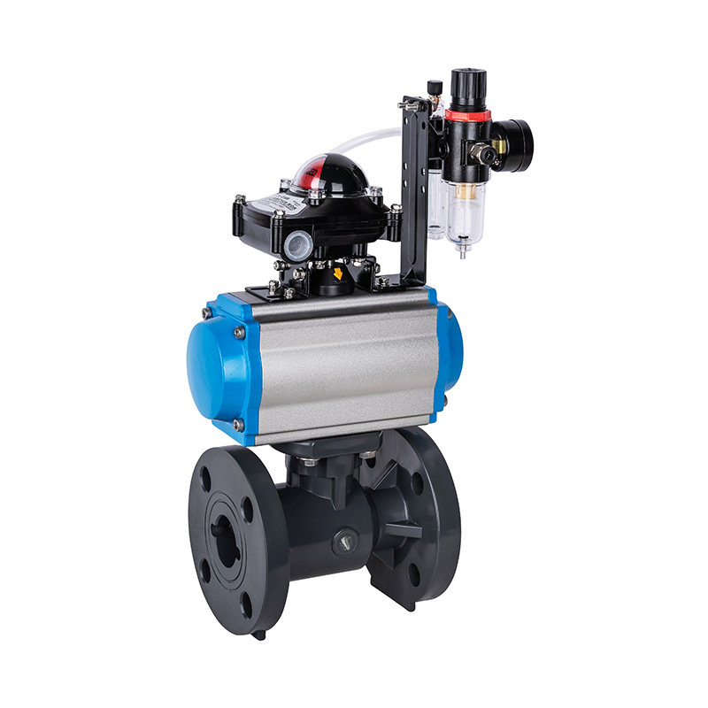 PVC-U Q641F-10U pneumatisk flangekugleventil DN15-300 1/2'-12' ANSI Standard